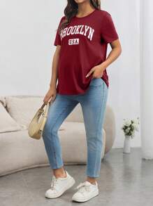 SHEIN Maternity Casual Loose Nursing Tee, Outdoor Sport Style