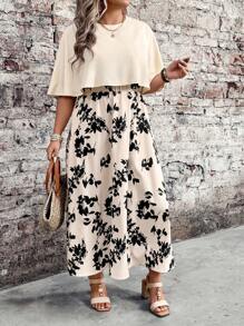 EMERY ROSE Plus Size Women Floral Print Casual Vacation Elegant Dress