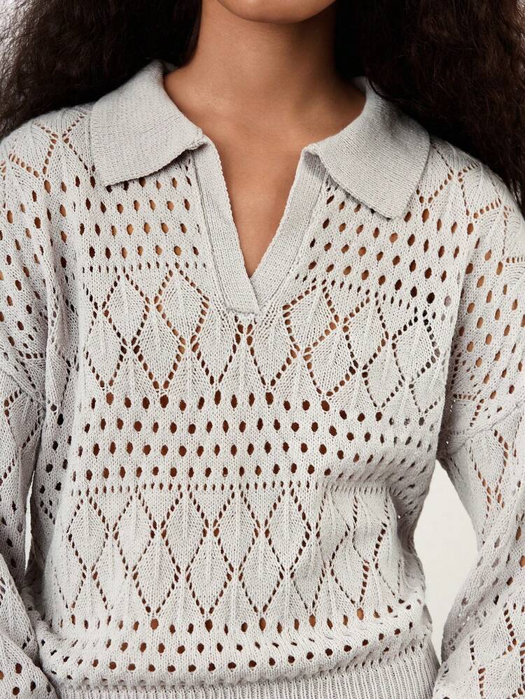 SHEIN Maija 2025년 신상 여름 홀로우 아웃 크로셰 비치 휴가 캐주얼 로맨틱 어반 리조트 외출, 파티, 졸업 시즌에 적합한 여성용 스웨터 탑