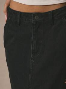 MUSERA Mid Rise Denim Maxi Skirt Spring Summer Cute Vacation 90's Clothes Y2k - Black - View 5