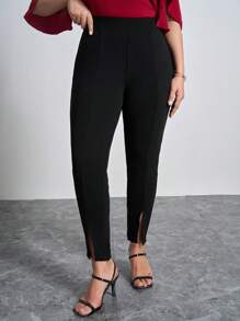 Chikora Pantaloni cu talie înaltă și tiv crăpat, ținute de birou pentru femei