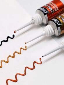 SHEIN 1 Pc Metal Color 3D Stereoscopic Glass Pigment Hook Pen 1mm Pen Tip 20ml DIY Painting Textile Ceramic Metal Acrylic Pigment Back To School - one-size - View 2