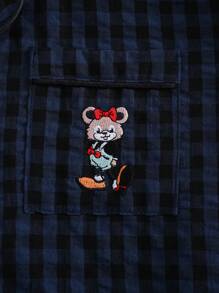2pcs/Set Tween Girl Cartoon Embroidery Short Sleeve Top & Pants, Woven Fabric, Indigo Home Outfit Boy Clothes For Kids Pj Set Pajama Sets Clothes Outfit Set Clothing Sets Clothes Kids Outfit Set Kids Outfits Clothes Set Summer Clothes Sets Holiday Travel Releax Summer Clothes - Navy Blue - View 5