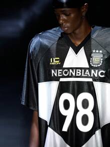 NEON BLANC Áo thun nam tay ngắn cổ chữ V thêu họa tiết phong cách đường phố - màu đen - Xem 5