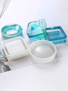 1~2 件圆形方形硅胶模具 DIY 烟灰缸收纳盒树脂铸造模具水晶环氧树脂模具 - 白色 - 查看 3