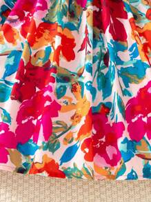 Sparklyn 少女度假休闲花卉印花镂空吊带背心连衣裙 - 彩色 - 查看 4