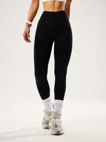 Slayform Quần legging tập yoga thể thao lưới nhuộm màu dành cho nữ - màu đen - Xem 6