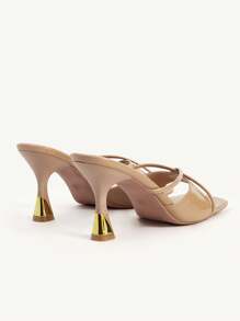 CUCCOO CHICEST Fashion Brown Square Toe Strap Open Toe Sandals High Heel Slippers - Apricot - View 10