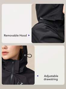 OutZeal 女士防水防风拉链连帽抽绳腰带户外夹克 徒步露营 秋冬