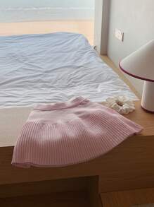 Comfortcana 秋冬女士纯色简约罗纹针织裙 - 淺粉色 - 查看 5