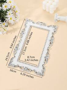 1pc Scroll Detail Rectangle Decor Switch Outlet Wall Sticker, Vintage Geometric Design Switch Sticker For Home - White - View 5