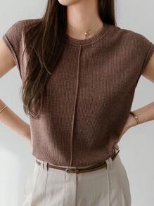 Dazy-Less 女士T恤 - 巧克力棕 - 查看 3