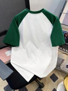 Manfinity Joysei Men's Summer Casual Green Raglan Sleeve Round Neck T-Shirt - Multicolor - View 3