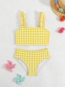 Young Girl Fresh Vacation Floral Print Swimwear - Multicolor - View 1