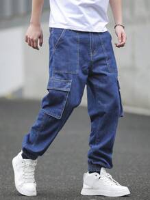 Manfinity EMRG Jeans cargo en denim coupe large pour hommes