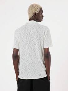 SUMWON 轻质针织夏季度假沙滩衬衫度假装纽扣式休闲短袖透视上衣 - 杏色 - 查看 2