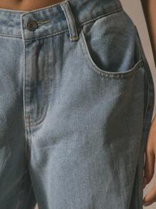 MUSERA 中腰缝线细节筒形牛仔裤，春夏可爱度假风，90年代Y2K复古风，户外乡村音乐会，秋冬日常工作办公室圣诞时尚