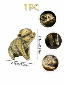 SHEIN Retro Copper-Bronze Mini Pig Statue - Charming Home Decor, Brass Accent Piece, Vintage Decorative Figurine & Artisan Craft For Unique Home Styling Best Gifts Birthday - Multicolor - View 2