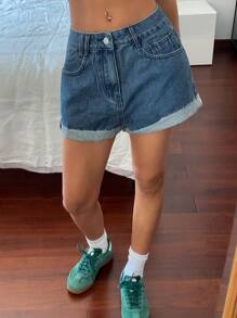 DAZY Quần short denim phong cách thường ngày thoải mái mới cho nữ mùa hè - Màu xanh lam - Xem 3