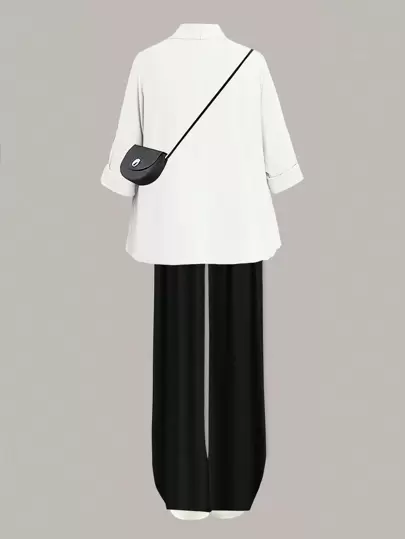 Linhara 2 件大码女式纯色编织开衫 + 吊带背心 + 休闲阔腿裤套装