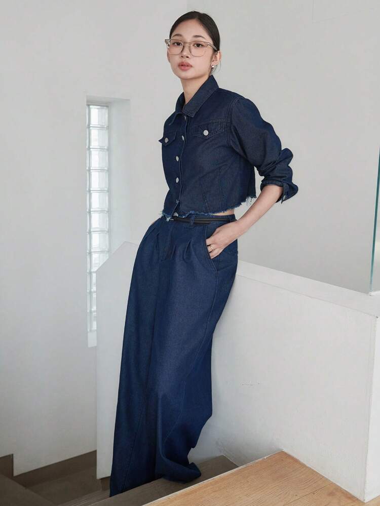 New Spring Style Relaxed Fit Women Denim Set
