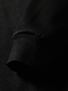 Manfinity Roghcode Sudadera con capucha con cordón y estampado de eslogan para hombre, otoño - Negro - Ver 5