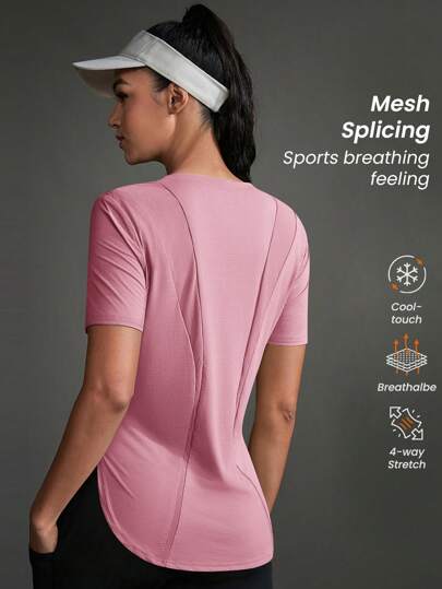 Powerista 女式纯色圆领短袖休闲健身运动T恤健身房衬衫