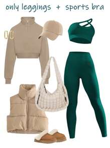 SHEIN Sports Conjunto deportivo sin costuras con un hombro abierto para mujer