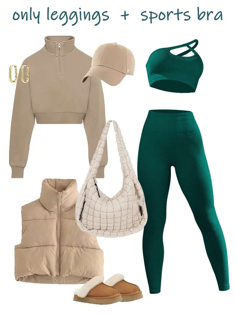 SHEIN Sports Conjunto deportivo sin costuras con un hombro abierto para mujer