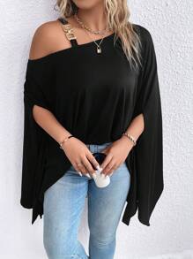 SHEIN LUNE 大碼T恤 - 黑色 - 查看 4