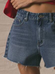 MUSERA Mid Rise Denim Shorts Summer Cute Vacation 90's Y2k Al Fresco Western Concert Festival Rave Holiday Streetwear Back To School Fall Autumn Winter Nashville Casual Everyday - Medium Wash - View 6