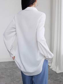 Seusyu Women's Geometric Print Drop Shoulder Long Sleeve Single Breasted Shirt - Multicolor - View 2