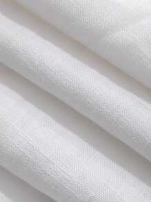 Dazy-Less 女士商务休闲斜领简约高端中长连衣裙夏季复古风格优雅亚麻婚礼连衣裙 - 白色 - 查看 8