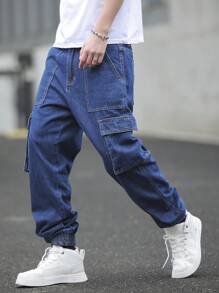 Manfinity EMRG Jeans cargo en denim coupe large pour hommes