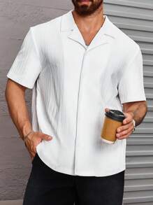 Manfinity Homme Plus Size Men's Casual Versatile Solid Color Shirt - White - View 5