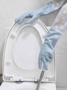 SHEIN 1pair Daisy Pattern Random Color Household Glove,Long Sleeve Rubber Gloves, Reusable Dishwashing Gloves, Kitchen Oven Pet Cleaning Gloves,Kitchen,Bathroom,Home,Household Suppliers,Color Random - Multicolor - View 8