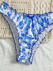 Swim Mod Women's Flower Hem House Flower Bikini Set For Summer Beach Vacation - Yellow - View 4