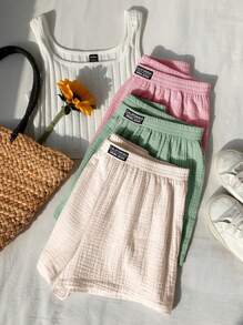 Comfortcana 3 件装平纹编织阔腿休闲短裤，适合日常穿着