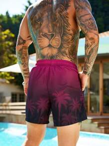 Manfinity VDAYZ Men's Casual Beach Shorts, Simple And Fashion, Everyday Wear