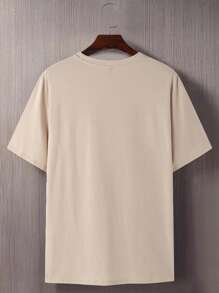 Manfinity RSRT Plus Size Men Palm Tree Print Round Neck Short Sleeve Casual T-Shirt, Beach T Shirt Men, Men S Apricot Tees