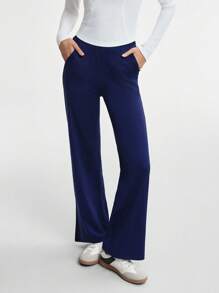 SHEIN Sports 女士纯色口袋设计休闲运动长裤，日常穿着