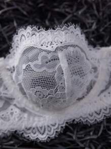 Crystal Vow 2pcs/Set Women Lace With Underwire Seamless Sexy Lingerie Bra & Panties Set - White - View 7