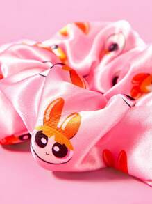 THE POWERPUFF GIRLS X SHEIN 3 件超大可爱卡通人物和棋盘格图案发圈，时尚休闲发饰发圈发圈