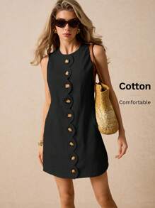 Poéselle Women Mini Dress, Minimalist & Fashionable, Suitable For Summer - Black - View 1