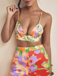 Eva Novielli Top tipo camiseta de bragas estampado multicolor de verano, blusa de vacaciones de verano colorida para la playa - Multicolor - Ver 4