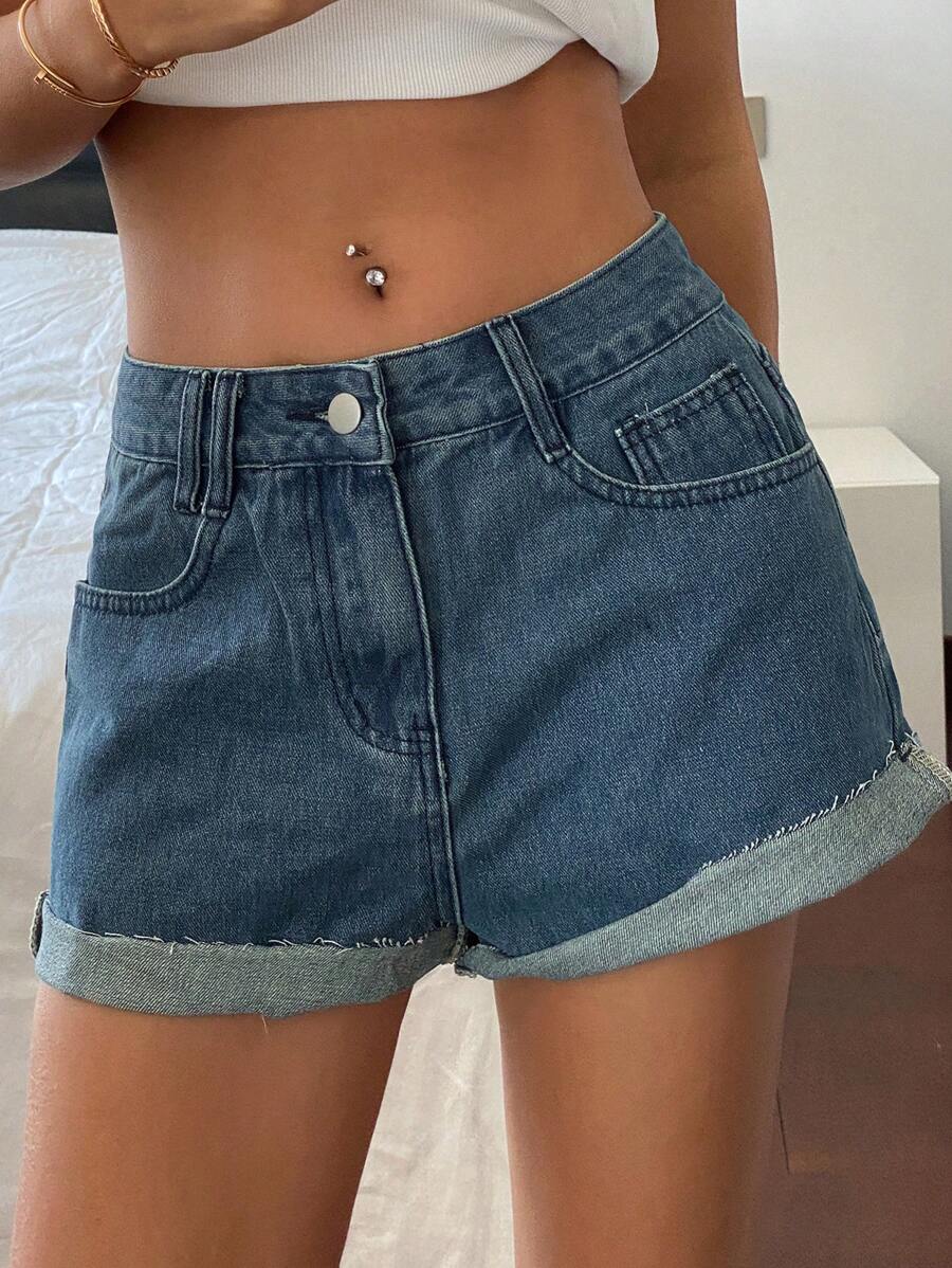 DAZY Quần short denim phong cách thường ngày thoải mái mới cho nữ mùa hè - Màu xanh lam - Xem 1