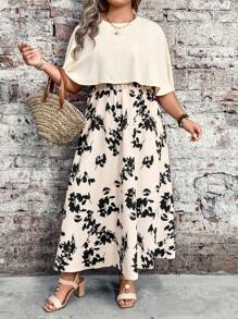 EMERY ROSE Plus Size Women Floral Print Casual Vacation Elegant Dress