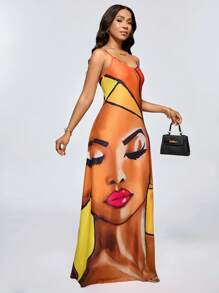 Lyxana Women Printed Casual Vacation Style Spaghetti Strap Dress For Spring And Summer Maxi Women Outfit