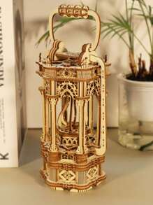 SHEIN 3D 木制拼图 DIY 旋转复古灯笼动手活动书桌装饰青少年礼物，手工制作的木制礼物，拼图 2000，木制拼图木制