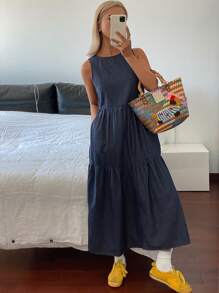 DAZY New Season Spring Style Resort Denim Dress For Women - Blue - View 3